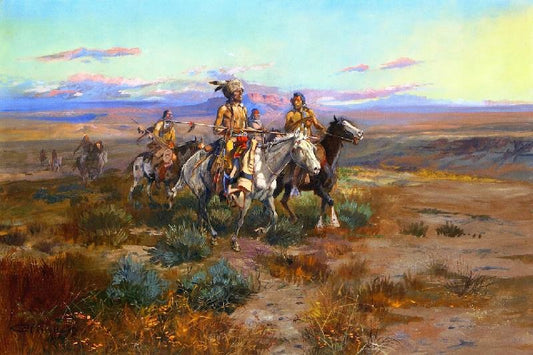 Seeking The Trail, Detail by Charles Marion Russell