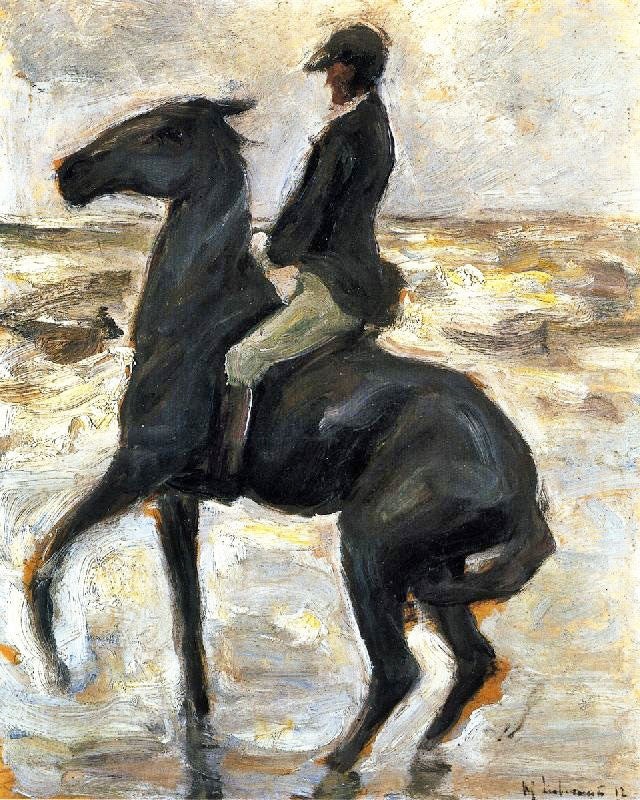 Horseback Rider On The Beach, Facing Left by Max Liebermann