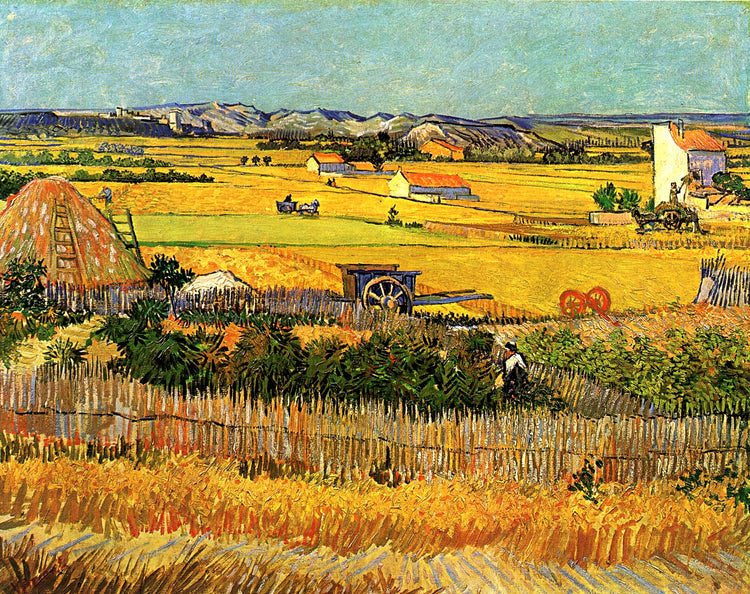 HARVEST LANDSCAPE WITH BLUE CART
