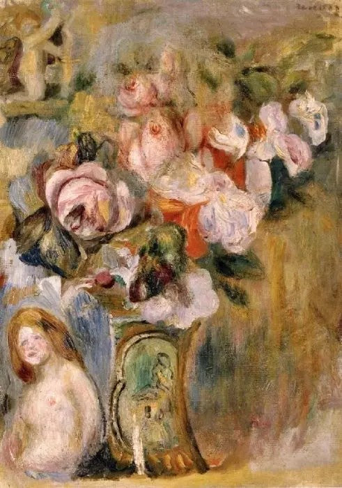 VASE OF FLOWERS AND A WOMAN