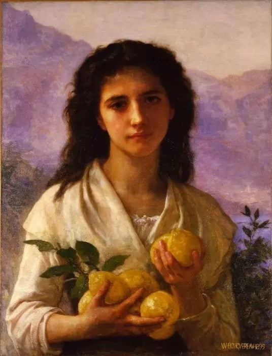 GIRL HOLDING LEMONS