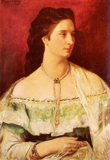 PORTRAIT OF A LADY WEARING A PEARL NECKLACE
