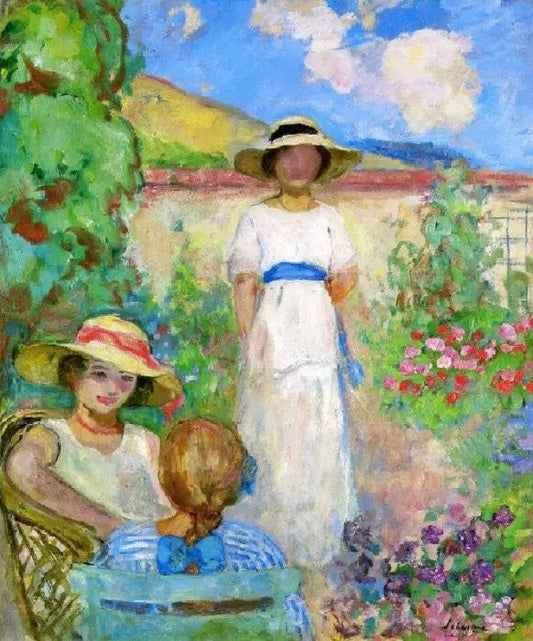 LES ANDELYS, THREE GIRLS IN A GARDEN