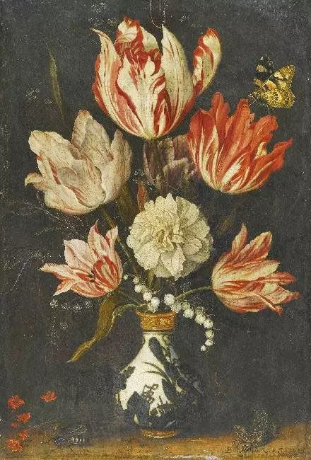 STILL LIFE WITH TULIPS AND INSECTS