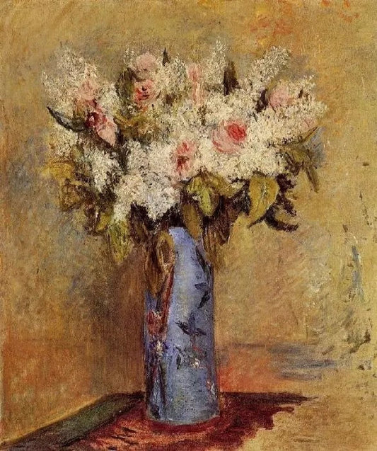 VASE OF LILACS AND ROSES