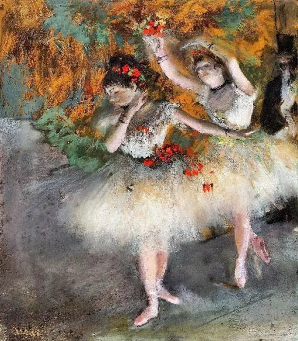 TWO DANCERS ENTERING THE STAGE