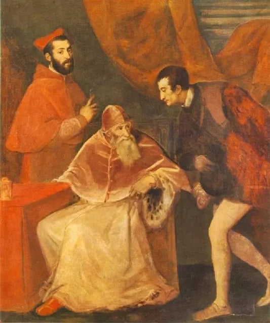 POPE PAUL III AND HIS COUSINS ALESSANDRO AND OTTAVIO FARNESE