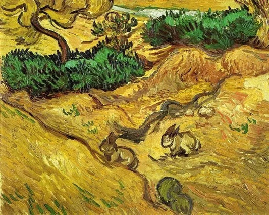 FIELD WITH TWO RABBITS