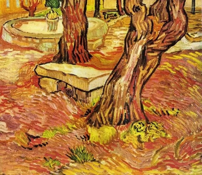 THE STONE BENCH IN THE GARDEN AT SAINT-PAUL HOSPITAL