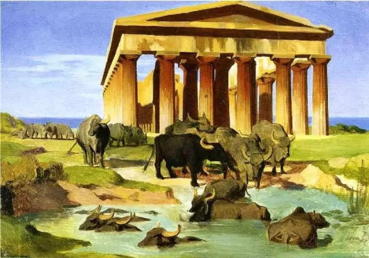VIEW OF PAESTUM, (STUDY)