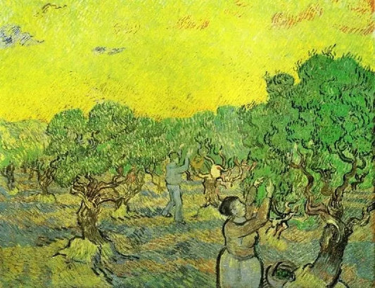 OLIVE GROVE WITH PICKING FIGURES