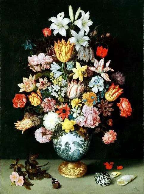 A STILL LIFE OF FLOWERS IN A WAN-LI VASE