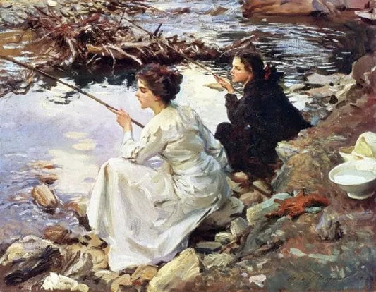 TWO GIRLS FISHING