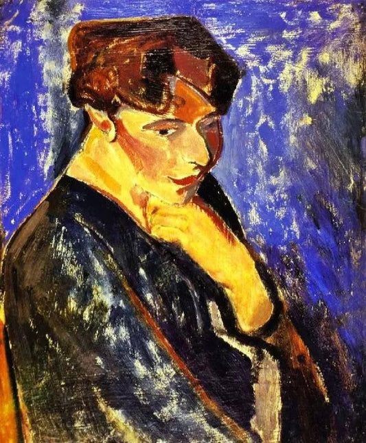 WOMAN WITH BLUE BACKGROUND (PORTRAIT OF A WOMAN)
