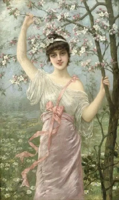 YOUNG WOMAN WITH CHERRY BLOSSOMS