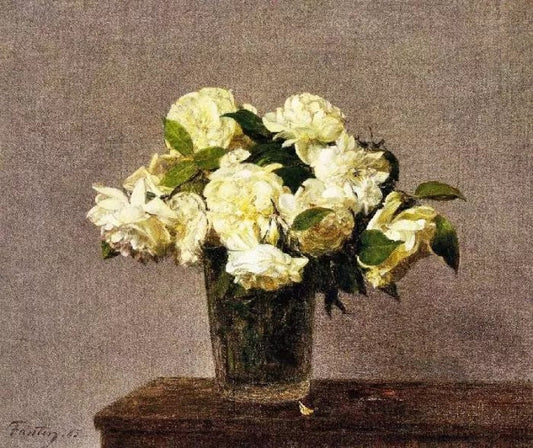 WHITE ROSES IN A VASE