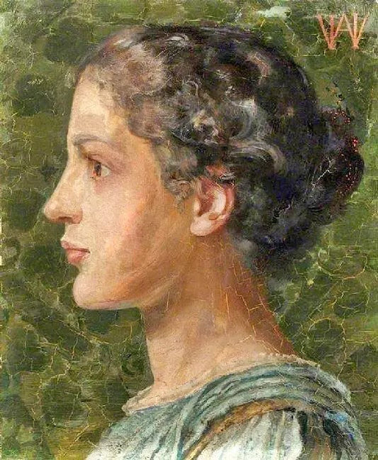 PORTRAIT OF A GIRL WEARING A LIGHT BLUE DRESS