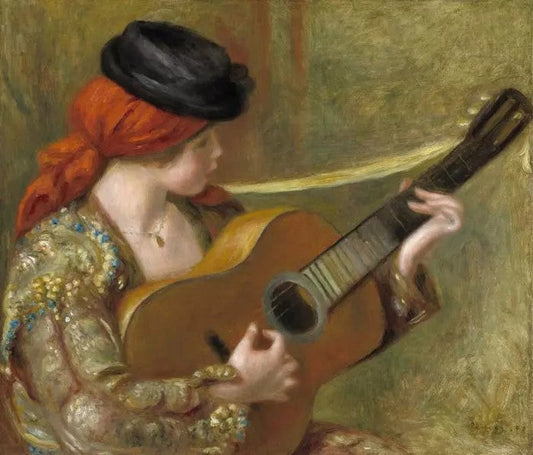 YOUNG SPANISH WOMAN PLAYING THE GUITAR