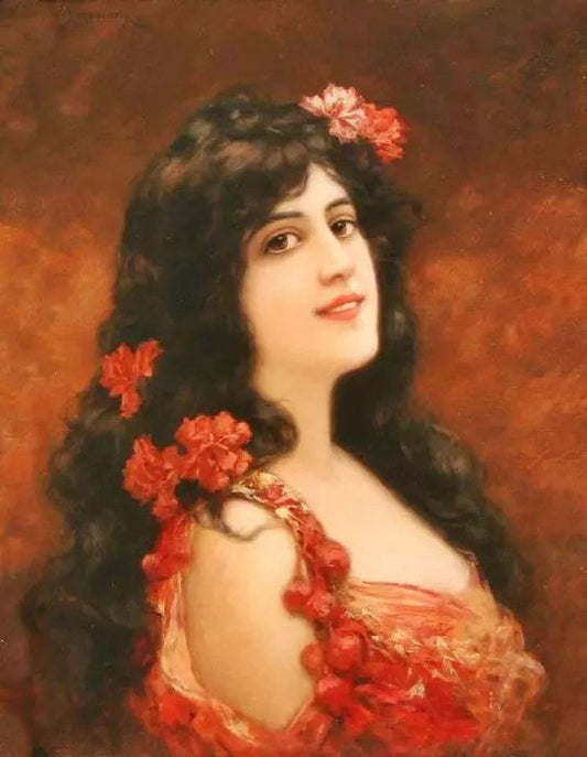 YOUNG GIRL WITH FLOWERS IN HER HAIR