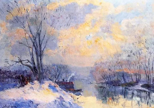 THE SMALL BRANCH OF THE SEINE AT BAS MEUDON, SNOW AND SUNLIGHT