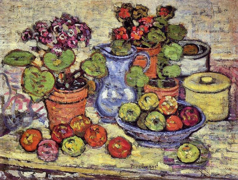 Cinerarias And Fruit by Maurice Prendergast