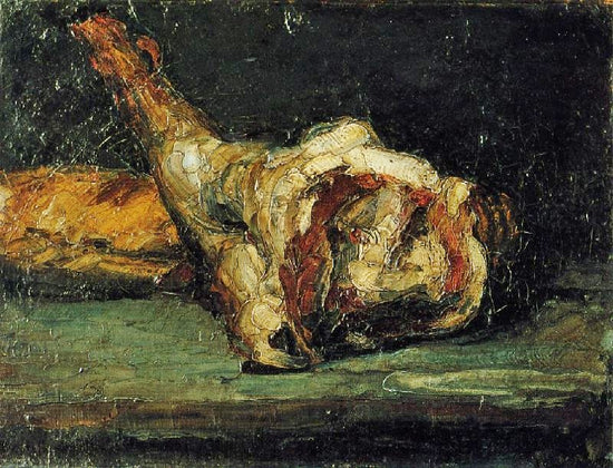 Still Life, Bread And Leg Of Lamb by Paul Cézanne