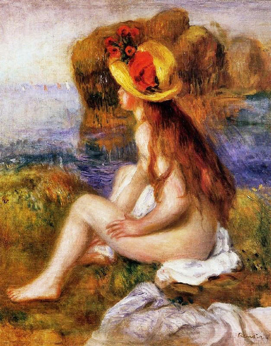 Nude In A Straw Hat by Pierre Auguste Renoir
