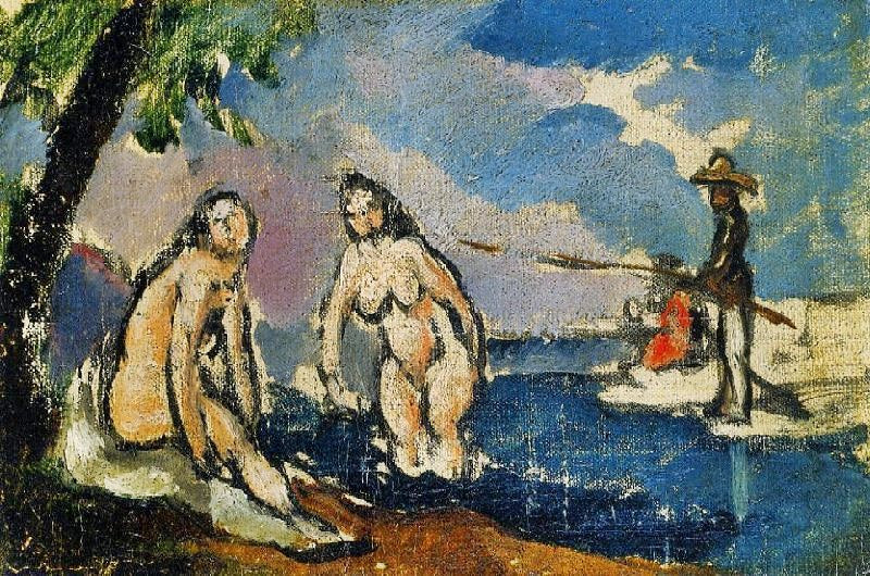 Bathers And Fisherman With A Line by Paul Cézanne