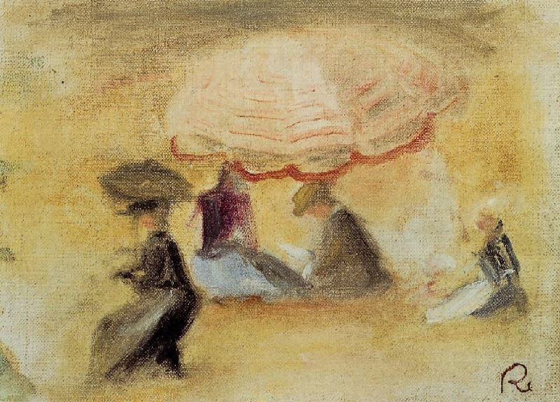 ON THE BEACH, FIGURES UNDER A PARASOL