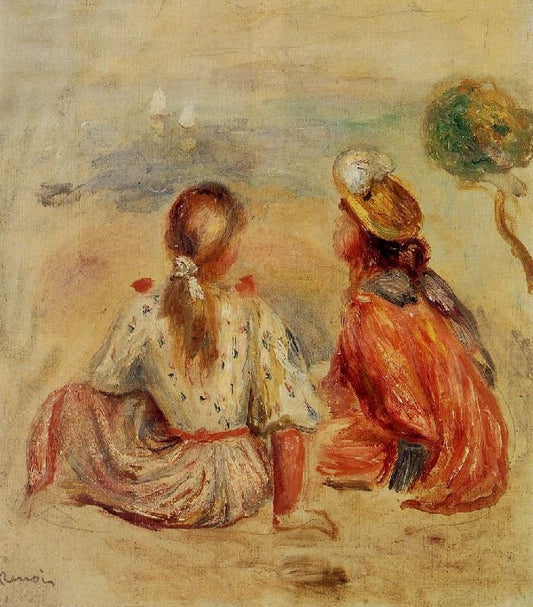 Young Girls On The Beach by Pierre Auguste Renoir