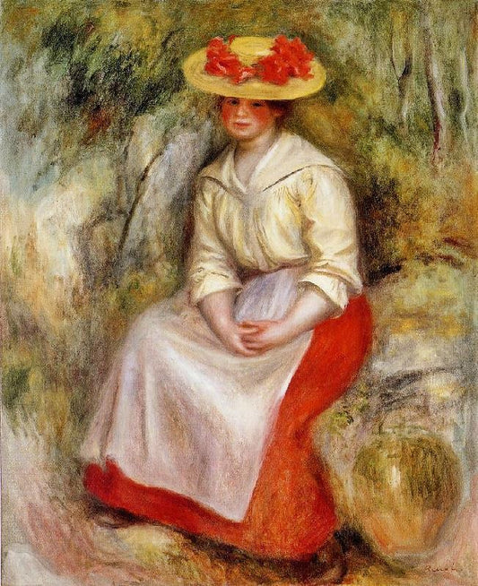 Gabrielle In A Straw Hat by Pierre Auguste Renoir