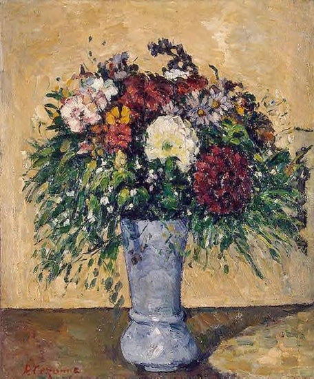 Flowers In A Blue Vase by Paul Cézanne