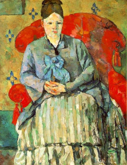 Hortense Fiquet In A Striped Skirt by Paul Cézanne
