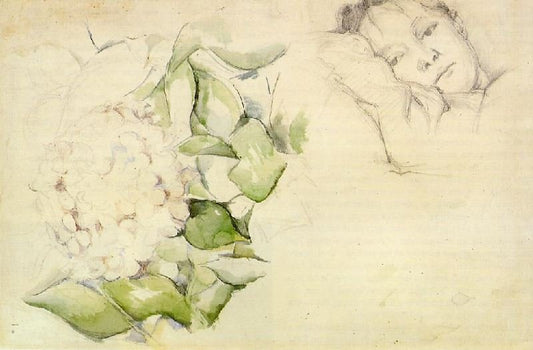 Madame Cezanne (Hortense Fiquet) With Hortensias by Paul Cézanne