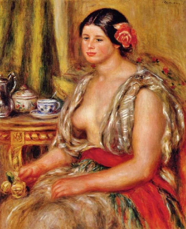 Young Woman Seated In An Oriental Costume by Pierre Auguste Renoir
