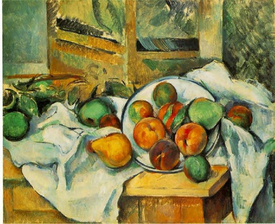 Table, Napkin And Fruit by Paul Cézanne