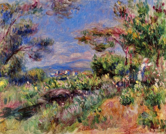 Young Woman In A Landscape, Cagnes by Pierre Auguste Renoir