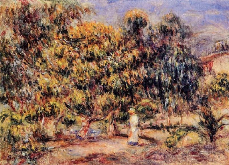 Woman In White In The Garden At Colettes by Pierre Auguste Renoir
