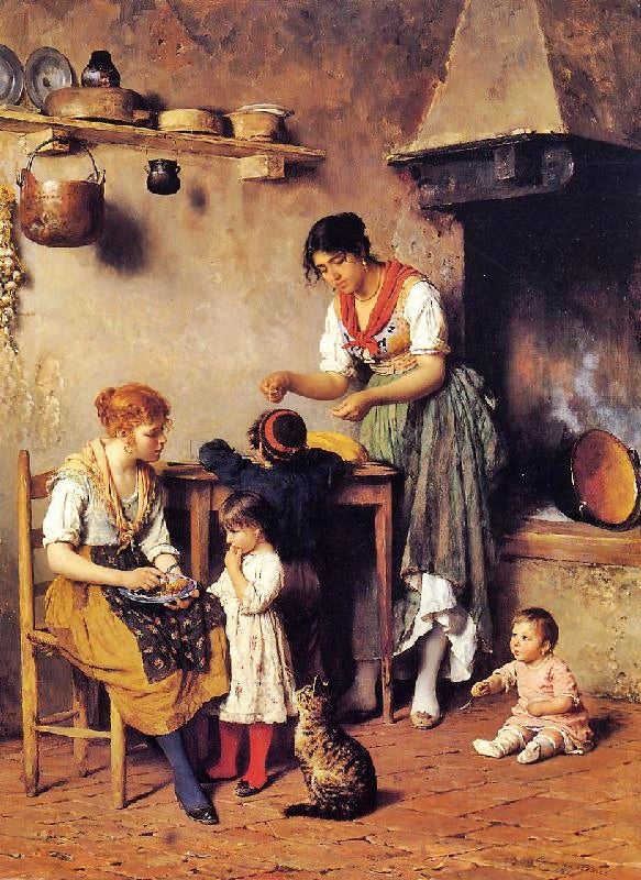 Mother ’S Little Helper by Eugene de Blaas
