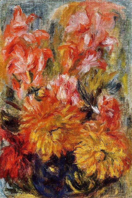 GLADIOLAS IN A BLUE VASE