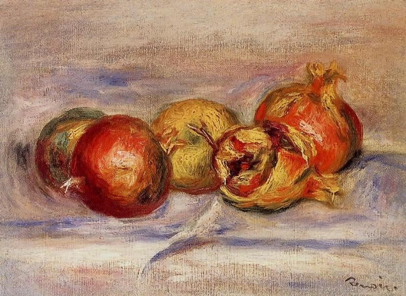 THREE POMEGRANATES AND TWO APPLES