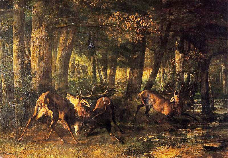 Battle Of The Stags by Gustave Courbet