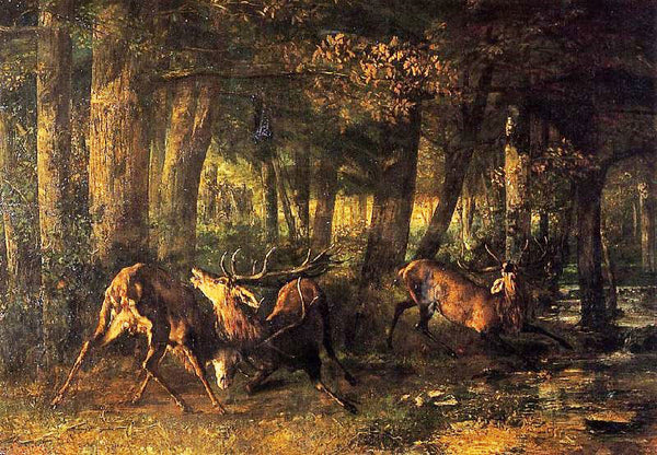 Battle Of The Stags by Gustave Courbet