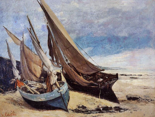 Fishing Boats On The Deauville Beach by Gustave Courbet