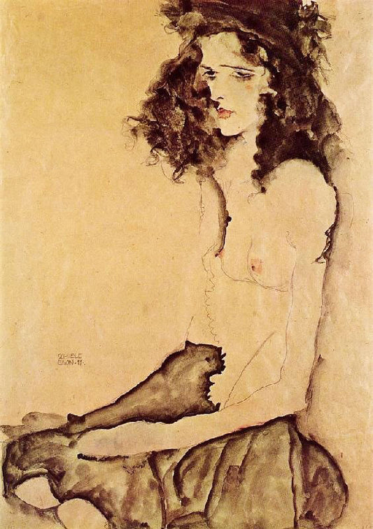 Girl In Black by Egon Schiele