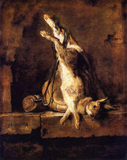 Wild Rabbit With Game Bag And Powder Flask by Jean-Baptiste-Simeon Chardin