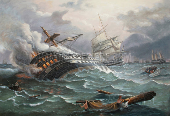 Destruction By Fire Of The Gun Ship ’Achille’ At The Close Of The Battle Of Trafalgar by Richard Brydges Beeche