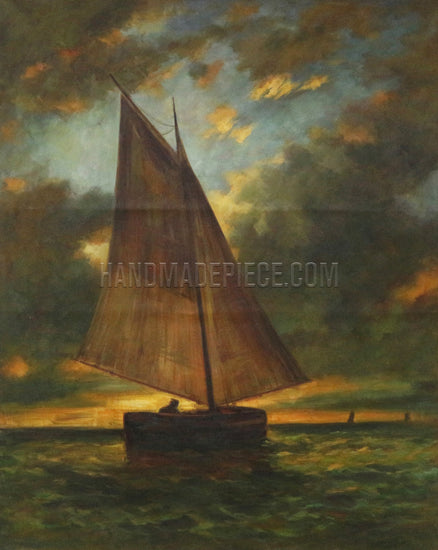 Yacht At Honfleur by Constant Troyon
