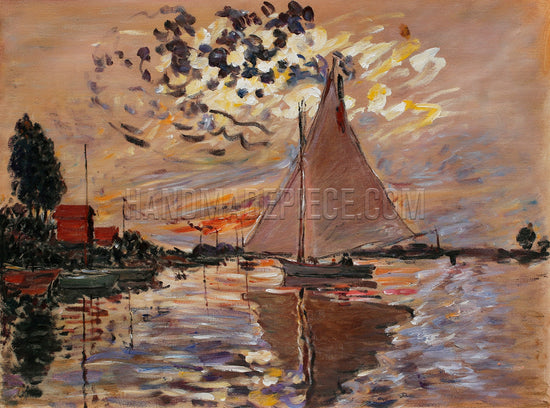 Sailboat At Le Petit-Gennevilliers by Claude Oscar Monet