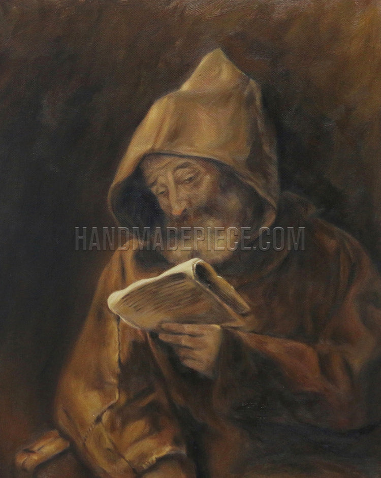 A Monk Reading by Rembrandt van Rijn